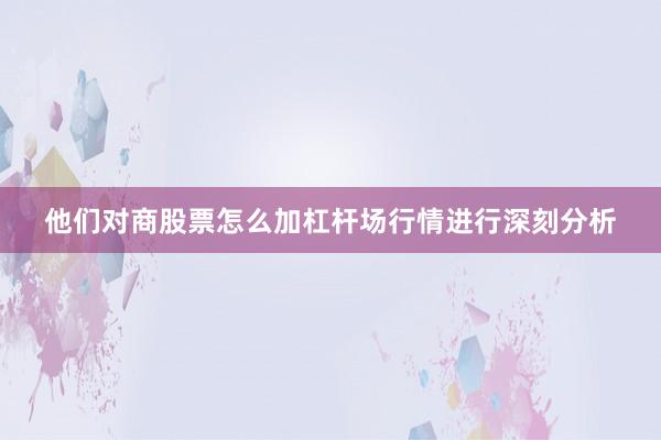 他们对商股票怎么加杠杆场行情进行深刻分析