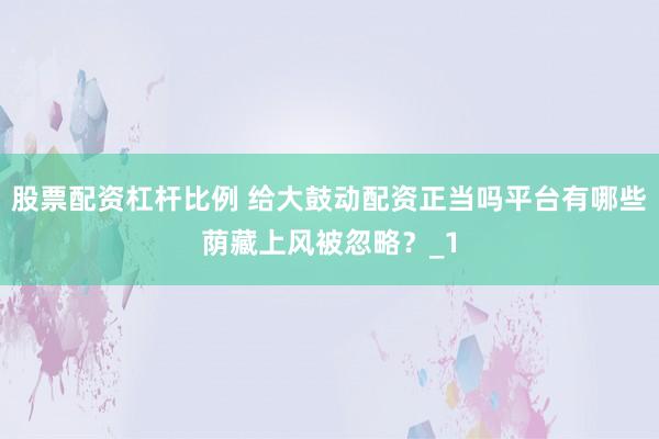 股票配资杠杆比例 给大鼓动配资正当吗平台有哪些荫藏上风被忽略?_1